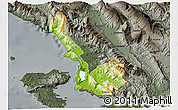 Physical 3D Map of Sarandë, darken, semi-desaturated