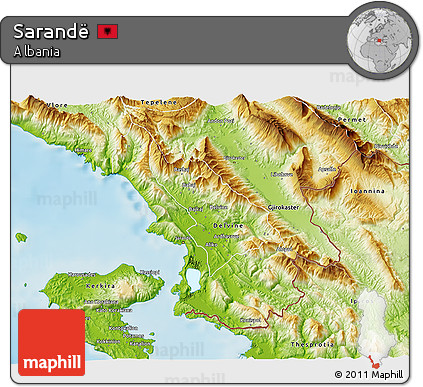 Physical 3D Map of Sarandë