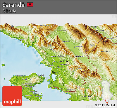 Physical 3D Map of Sarandë