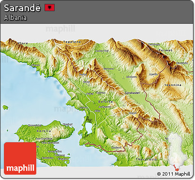 Physical 3D Map of Sarandë