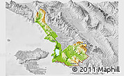 Physical 3D Map of Sarandë, lighten, desaturated