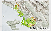 Physical 3D Map of Sarandë, lighten, semi-desaturated