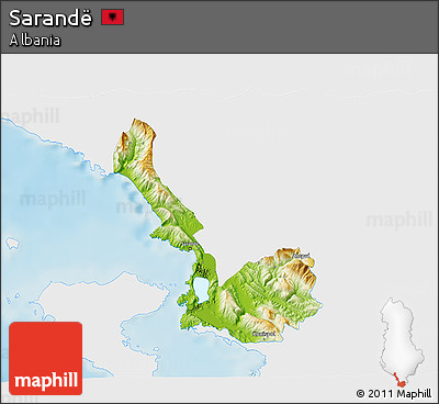 Physical 3D Map of Sarandë, single color outside