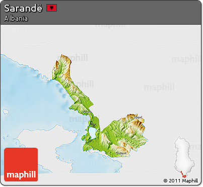 Physical 3D Map of Sarandë, single color outside