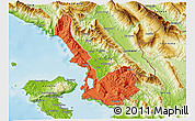 Political 3D Map of Sarandë, physical outside