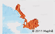 Political 3D Map of Sarandë, single color outside