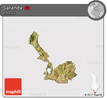 Satellite 3D Map of Sarandë, cropped outside