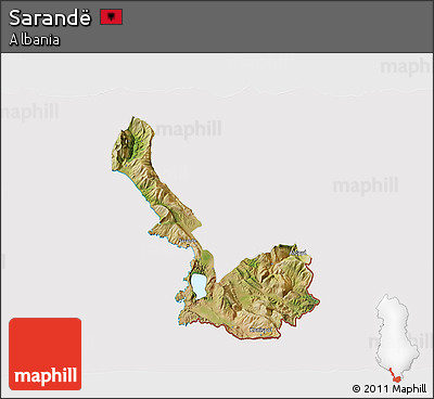 Satellite 3D Map of Sarandë, cropped outside