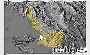 Satellite 3D Map of Sarandë, desaturated
