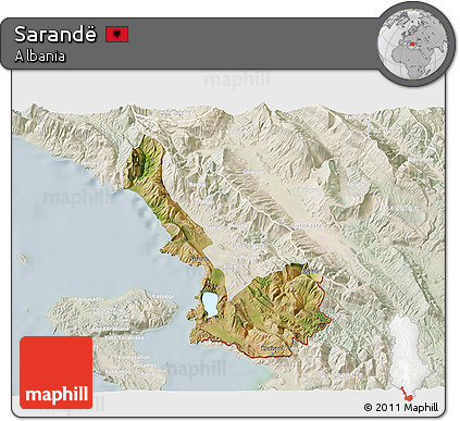 Satellite 3D Map of Sarandë, lighten