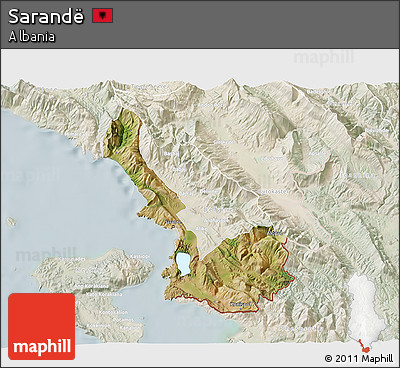 Satellite 3D Map of Sarandë, lighten
