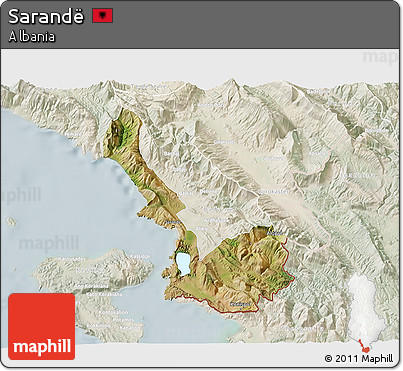 Satellite 3D Map of Sarandë, lighten