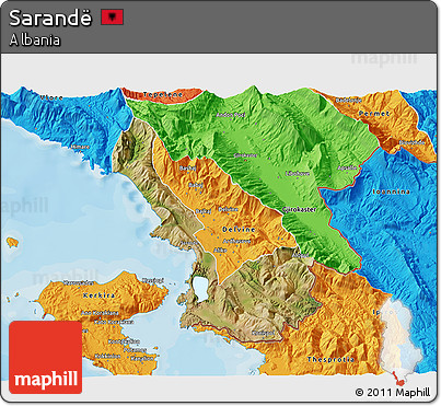 Satellite 3D Map of Sarandë, political outside
