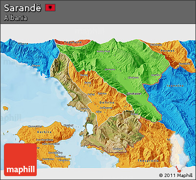 Satellite 3D Map of Sarandë, political outside