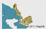 Satellite 3D Map of Sarandë, single color outside