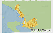 Savanna Style 3D Map of Sarandë, single color outside