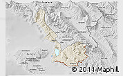 Shaded Relief 3D Map of Sarandë, desaturated