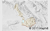 Shaded Relief 3D Map of Sarandë, lighten, desaturated