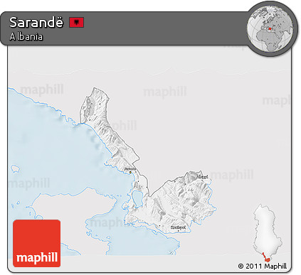 Silver Style 3D Map of Sarandë, single color outside