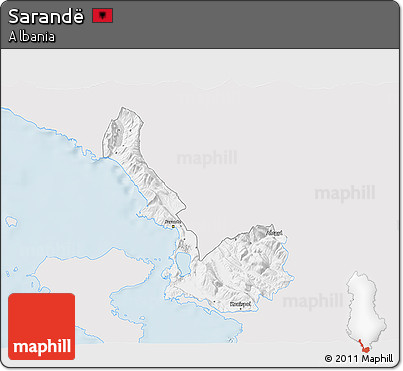 Silver Style 3D Map of Sarandë, single color outside
