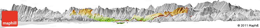 Physical Horizon Map of Sarandë, lighten, desaturated