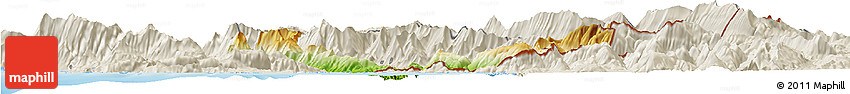 Physical Horizon Map of Sarandë, shaded relief outside