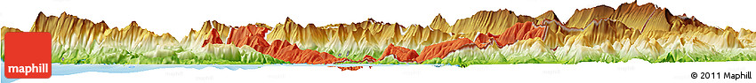 Political Horizon Map of Sarandë, physical outside