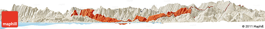 Political Horizon Map of Sarandë, shaded relief outside