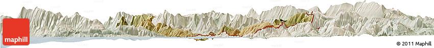 Satellite Horizon Map of Sarandë, lighten