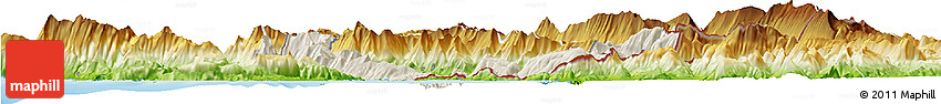 Shaded Relief Horizon Map of Sarandë, physical outside