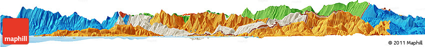 Shaded Relief Horizon Map of Sarandë, political outside