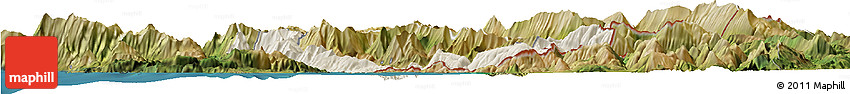 Shaded Relief Horizon Map of Sarandë, satellite outside