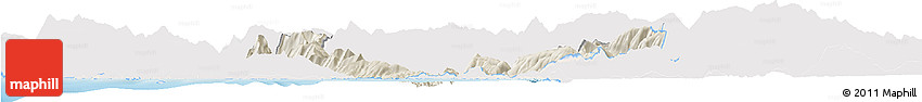 Shaded Relief Horizon Map of Sarandë, single color outside