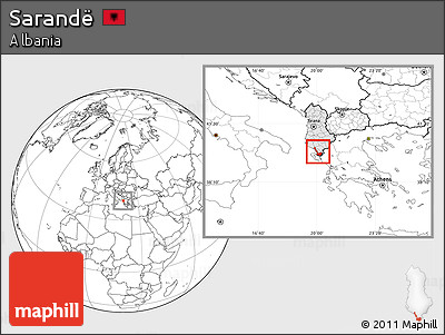 Blank Location Map of Sarandë, highlighted country