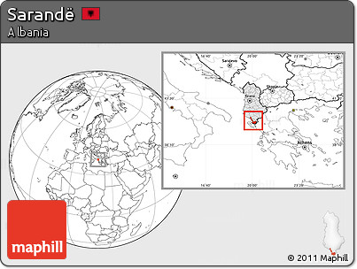 Blank Location Map of Sarandë, highlighted country