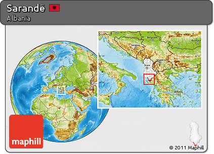 Physical Location Map of Sarandë, highlighted country, within the entire country