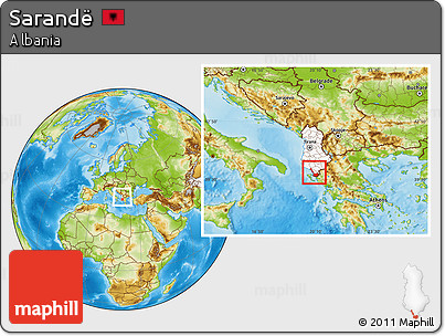 Physical Location Map of Sarandë, highlighted country, within the entire country
