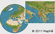 Satellite Location Map of Sarandë, within the entire country