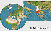 Satellite Location Map of Sarandë, highlighted country
