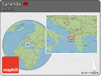 Savanna Style Location Map of Sarandë, within the entire country