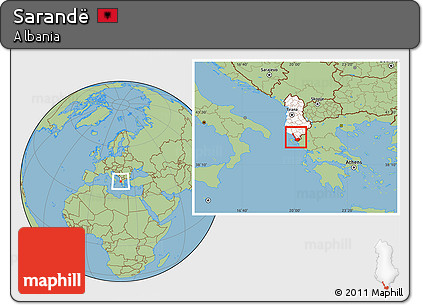 Savanna Style Location Map of Sarandë, highlighted country