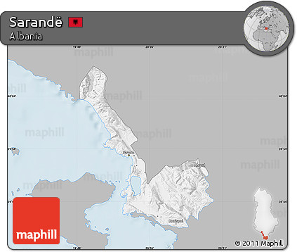 Gray Map of Sarandë, single color outside