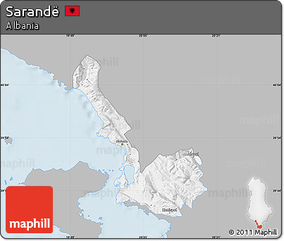 Gray Map of Sarandë, single color outside