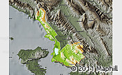 Physical Map of Sarandë, darken, semi-desaturated