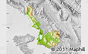 Physical Map of Sarandë, lighten, desaturated