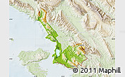 Physical Map of Sarandë, lighten