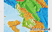 Physical Map of Sarandë, political outside