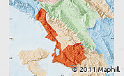 Political Map of Sarandë, lighten