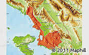 Political Map of Sarandë, physical outside