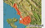 Political Map of Sarandë, satellite outside